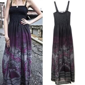 Free People Megs Smocked Damask Brocade Maxi XS Dress